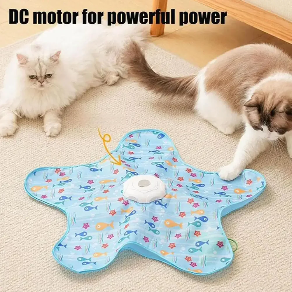 Automatic Electric Cat Hunting Mat, Star Shape Interactive Moving Feather Cat Toy, Pet Exercise Play Mat for Kitten Indoor Play gallery 1