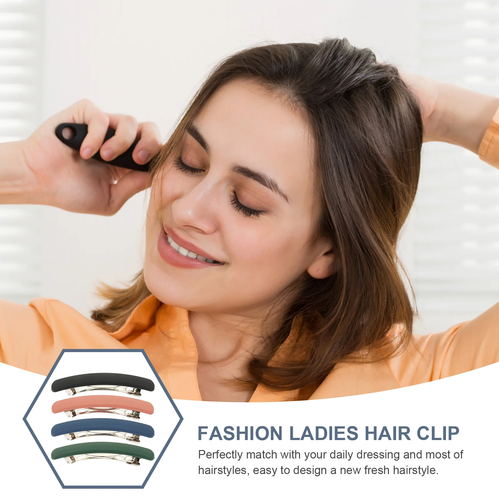 

4Pcs Durable Frosted Spring Hair Clips Elegant Ponytail Holders Flat Barrettes for Women Girls Hair Accessories for Daily Use