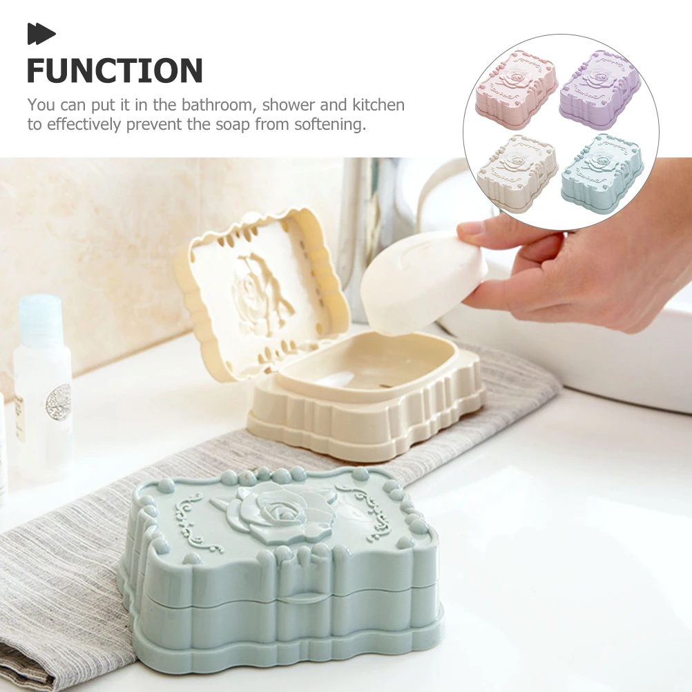 

4Pcs Travel Soap Box Sealed Design Soap Storage Holder Moisture Resistant Bathroom Supplies for Home Shower Kitchen Decoration