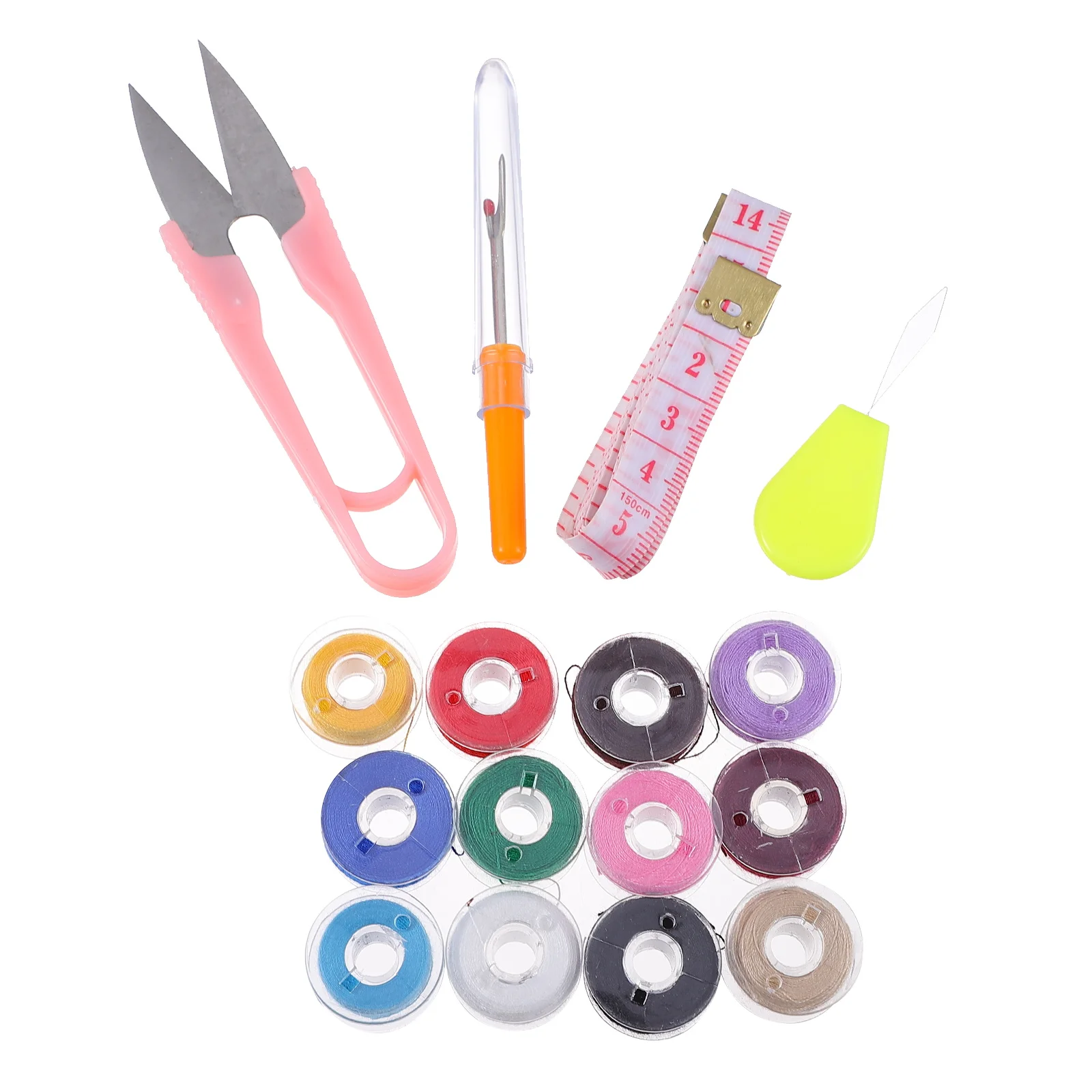 

Sewing Machine Accessories 12 Color Threads Flexible Ruler Needle Threader Fabric Scissors Household Props Tool Set