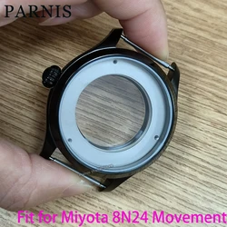 Parnis 42mm Wristwatch Sapphire Crystal Black PVD Watch Case  Fit for Miyota 8N24 Movement