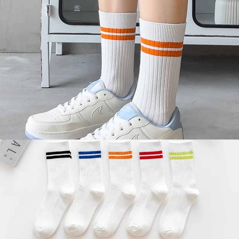 Socks Striped Harajuku Kawaii Funny Cute Hip Hop Skateboard Streetwear White Calcetines Cotton Mujer Woman Women Skarpetki Meia