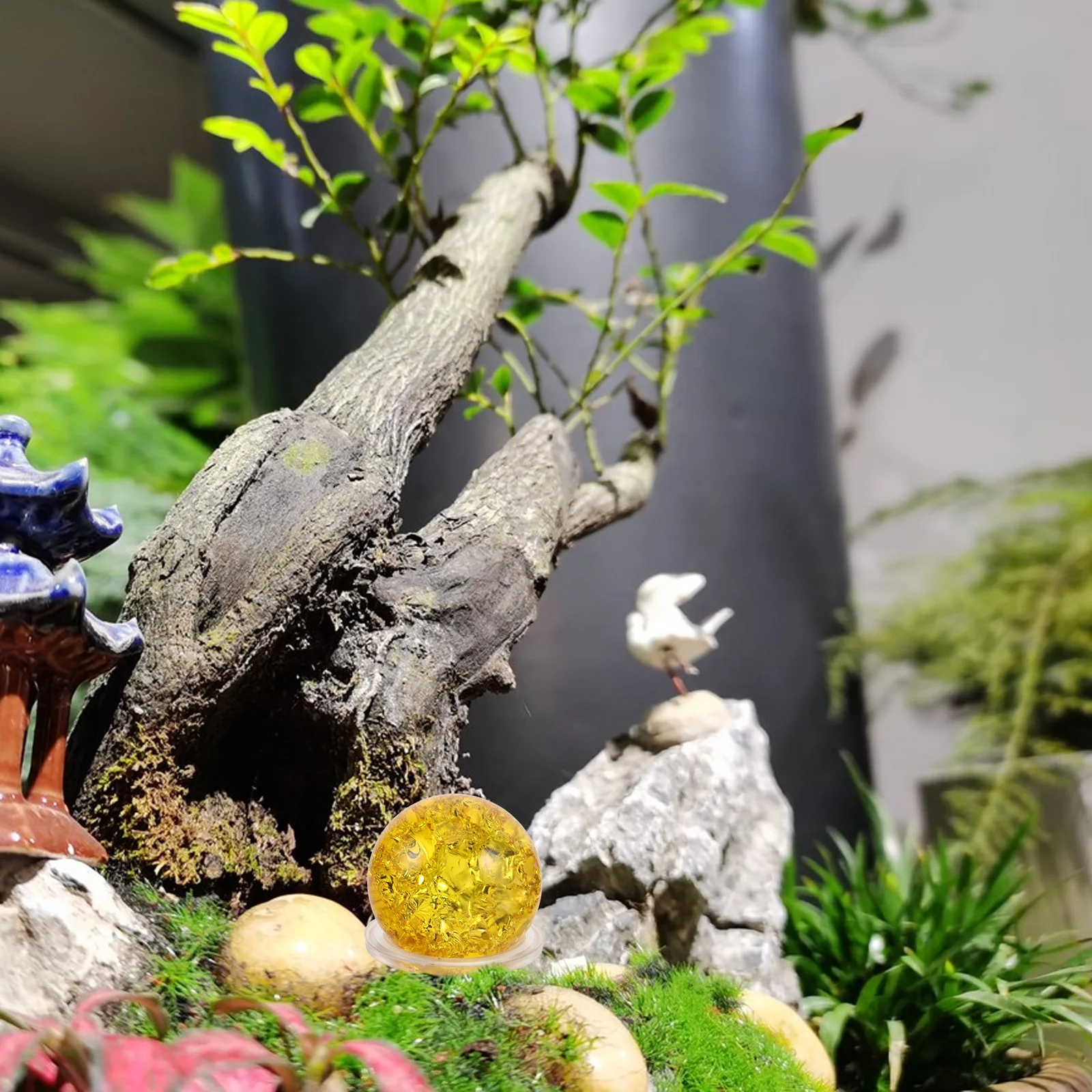 

2Sets Ice Cracked Glass Bubble Balls Elegant Crystal Spheres Decorative Aquarium Ornaments Tabletop Fountain Accessories Garden