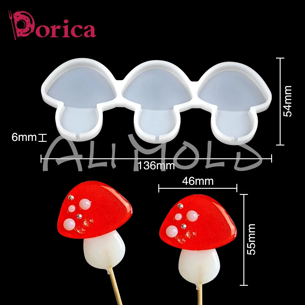 Dorica Mushroom Epoxy Resin Mold Diy Sugar Chocolate Lollipop Silicone Mould Cake Decorating Tools Kitchen Bakeware Supplies