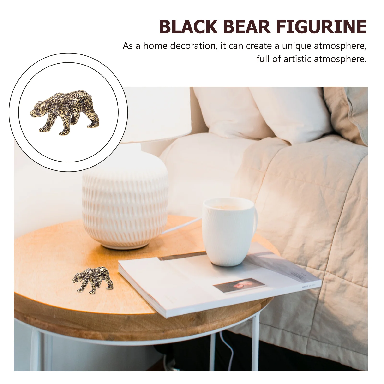 

Black Desktop Decor Black Bear For Home Office Living Room Tea Room Decoration Bear Statue