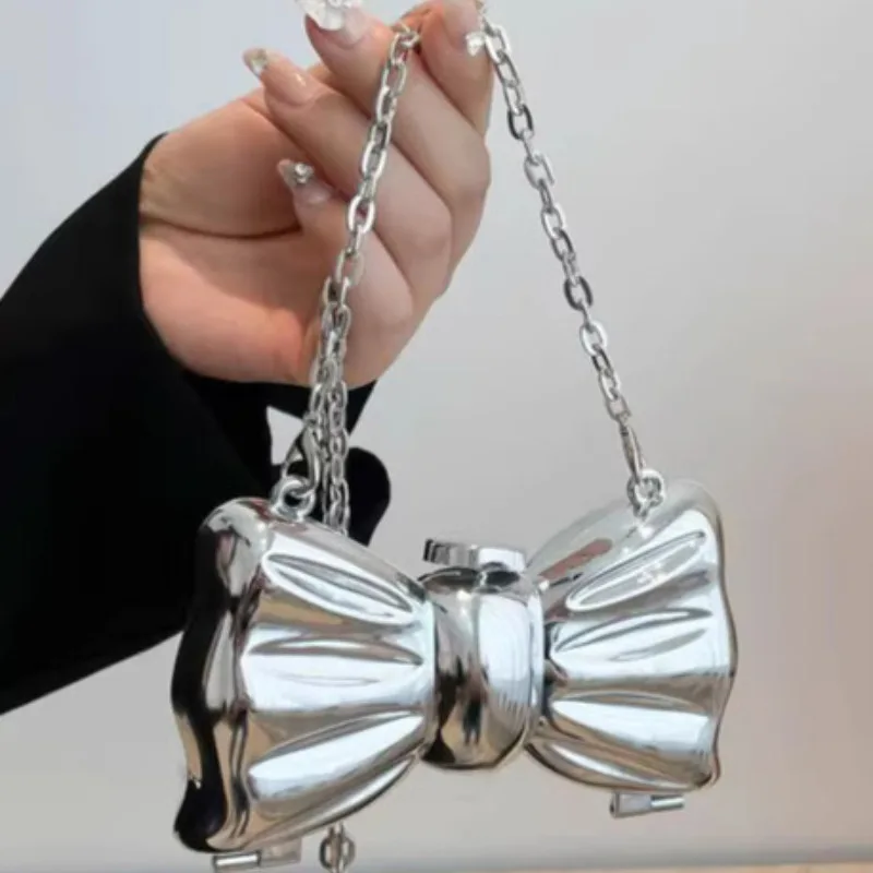 

Mini Evening Purse Metal Crossbody Bag Bowknot Chain Shoulder Bag for Women Girls Kids Party Wedding Handbag Cute Small Clutch