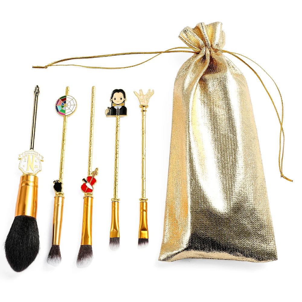 5 Pcs/set TV Series Wednesday Addams Movie Makeup Brushes Sets Cosmetic Beauty Tools Kit