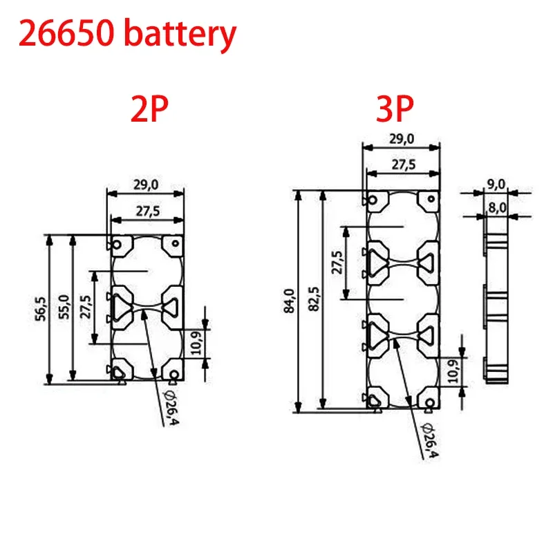 Battery Plastic Bracket for 26550 Lithium Battery 2P 3P Fixed Bracket 26650 Lifepo4 Battery Splicing Combination Connection Seat