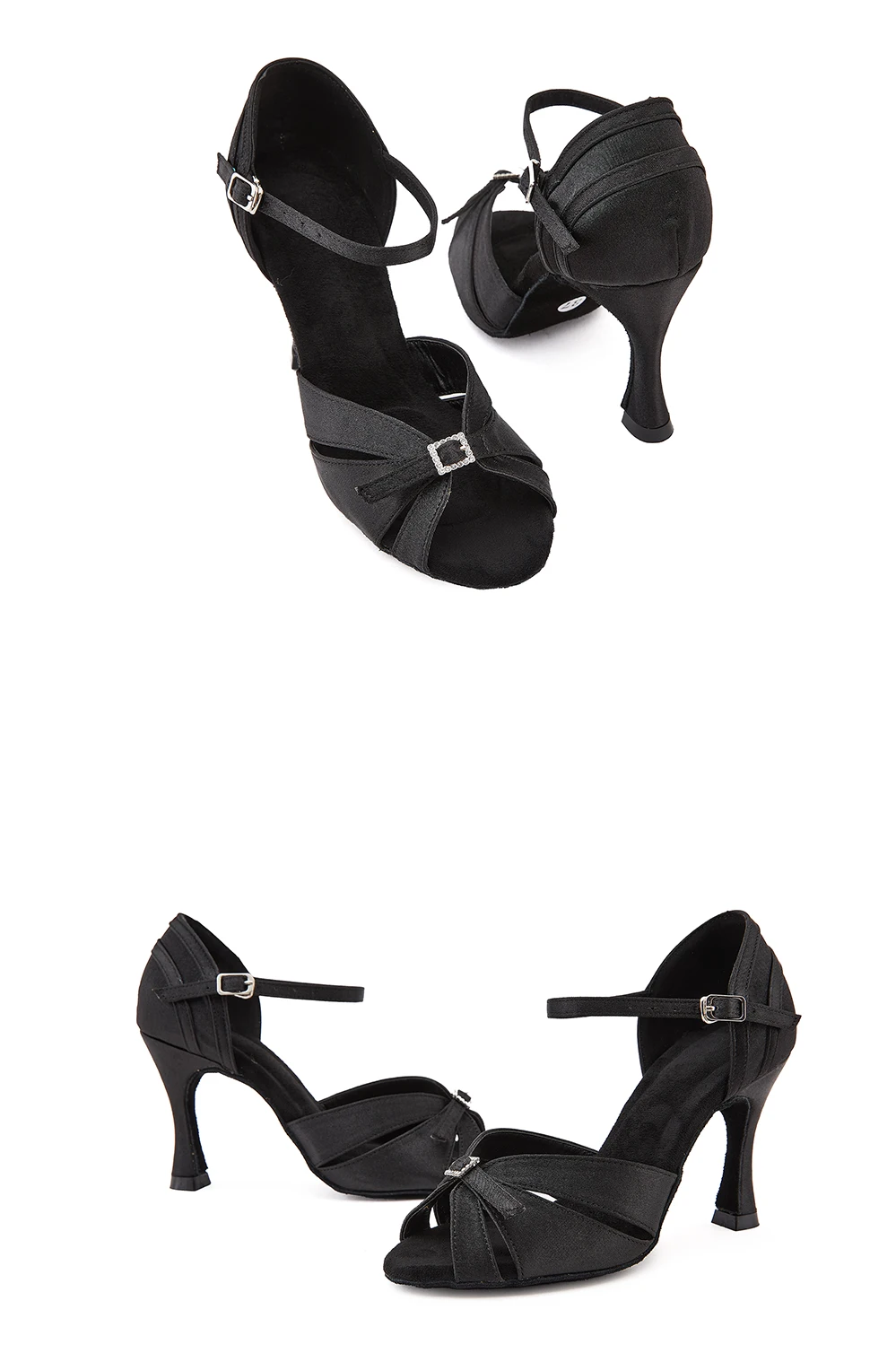 CINMIDY Schwarze Seiden-Satin-Tanzschuhe für Damen, Verstellbare Weite und Schmalheit, Tango-Latin-Tanzschuhe, Stabiler Absatz, Partyschuhe – Detail 12