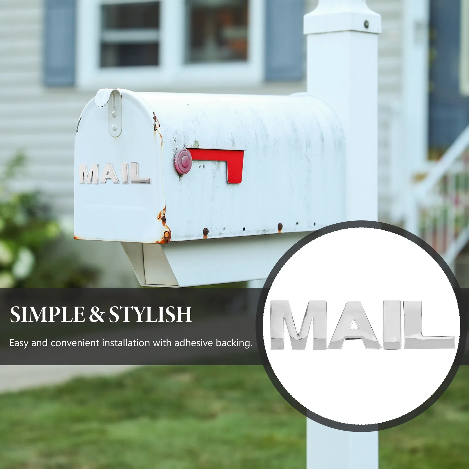 4pcs Zinc Alloy Metal Letter Stickers for Mailbox Decoration – Fade-Proof Outdoor Use