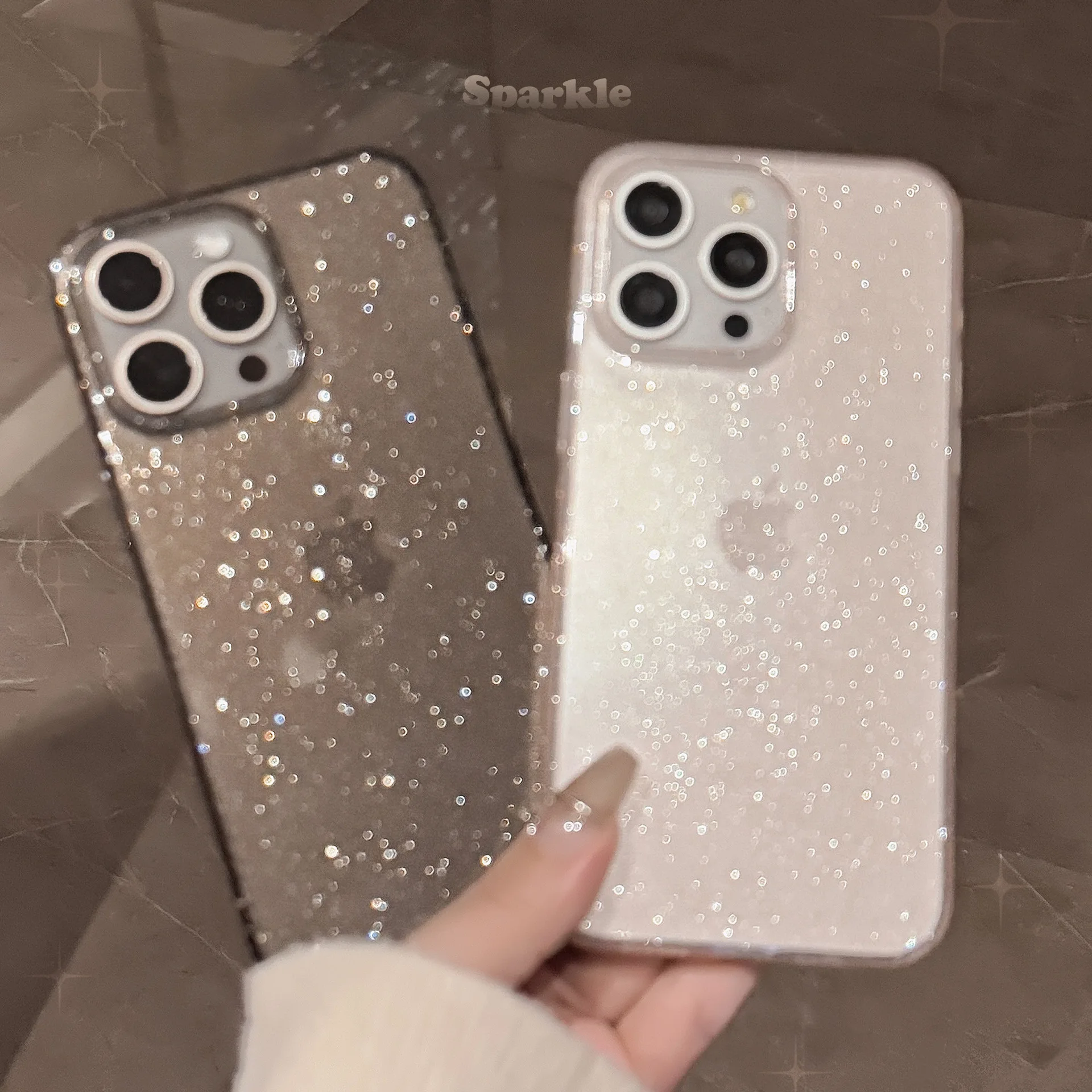 Transparent Bling Glitter Phone Case For iPhone 16 15 14 13 12 11 Pro Max X XR XS 7 8 Plus Clear Spa