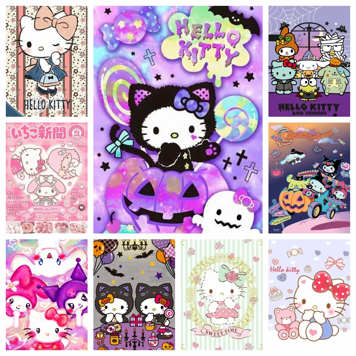 

Hello Kitty Хэллоуин милые наборы алмазной живописи фото искусство 5D DIY полные дрели мозаика вышивка крестиком домашний декор подарок