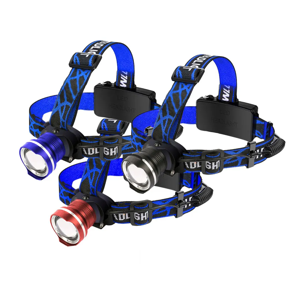 LED RJ-2190 Headlamp 1000LM 4-Mode Zoom Powerful Headlight Rechargeable 18650 Waterproof Head Flash Torch Camping Hunting