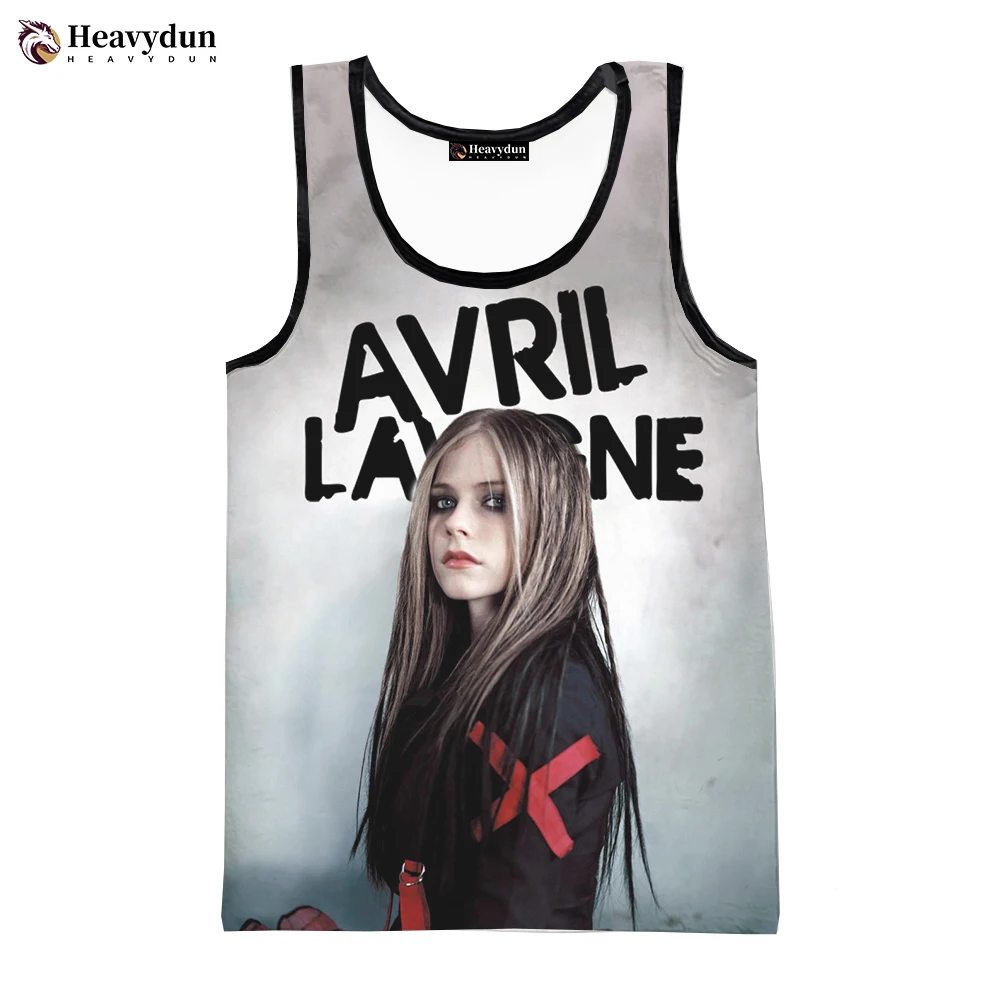 

New Popular Singer Avril Lavigne Fashion Summer Men Tank Tops Sleeveless Spring Harajuku Personality 3D Printed Beach Tops Tees
