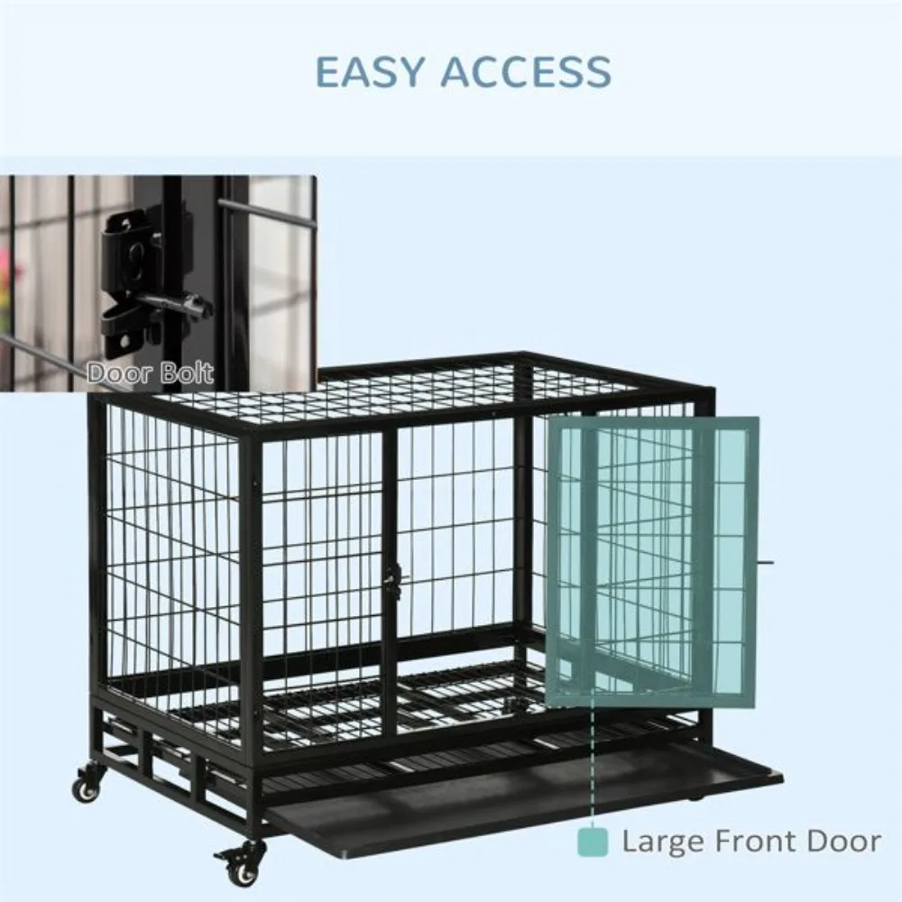 

Dog Crate, Features Front and Top Doors with Latches, Constructed From Robust Metal for Daily Use, Dog Crate