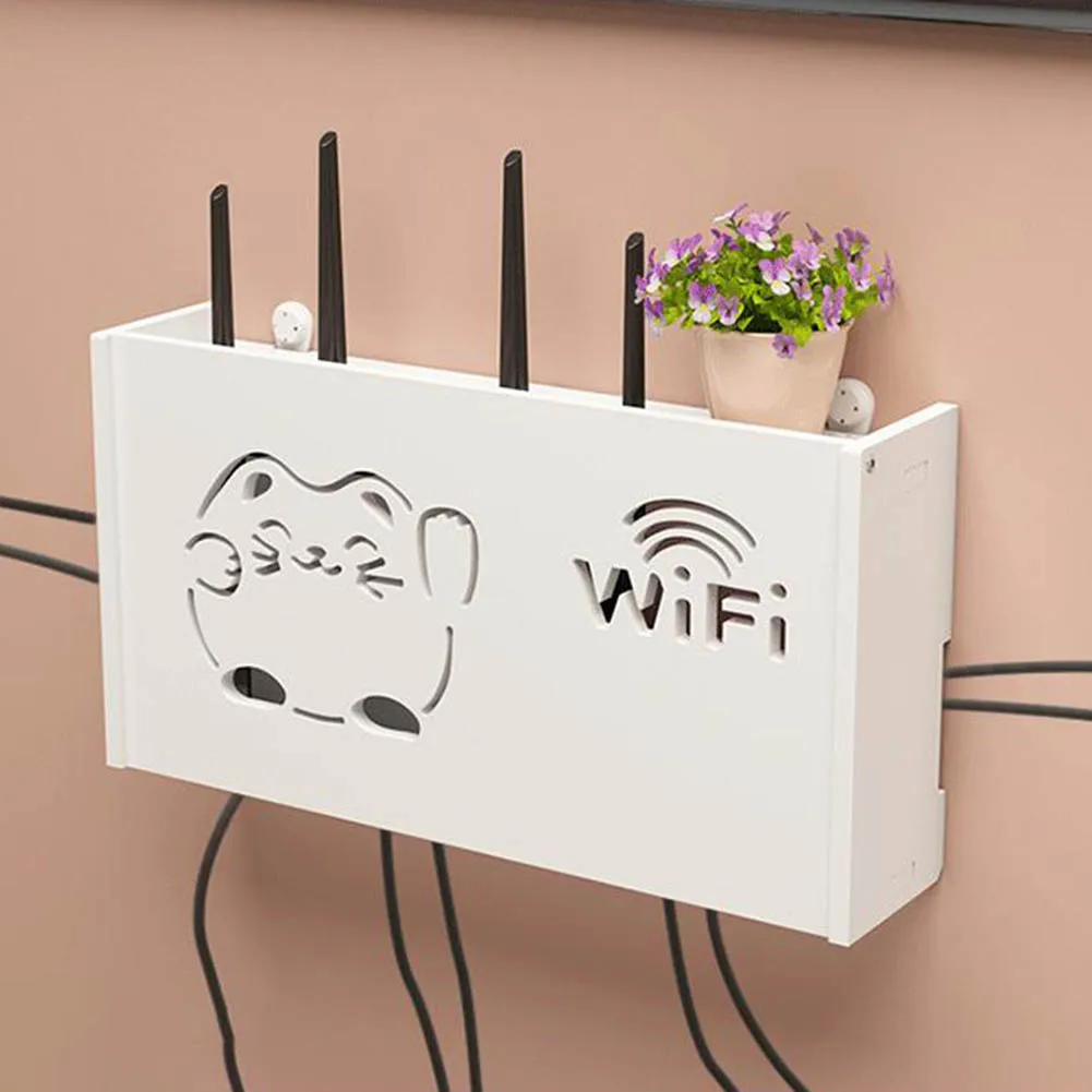 Wall-Mounted Wireless Router Box Office Media Decor Console Wifi Box Wireless Storage Boxes Rack Bracket Hangings Wall Shelf