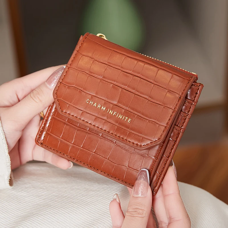 Модный короткий женский кошелек из искусственной кожи тройного сложения многофункциональный держатель для карт кошелек для монет с крокодиловым узором маленький кошелек