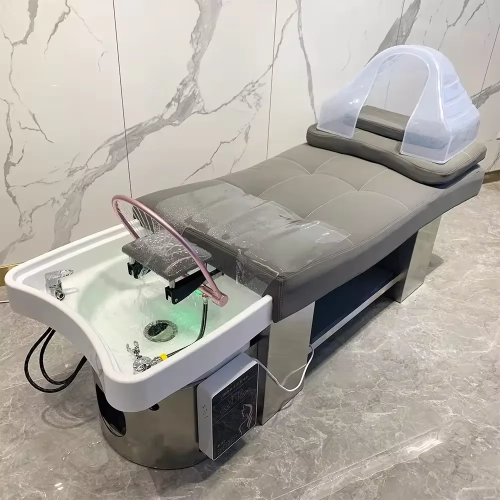 Hot Sell Hair Washing Salon Electric  Hair Salon Furniture Spa Head Water Therapy Chair Shampoo Bed for Barber Shop