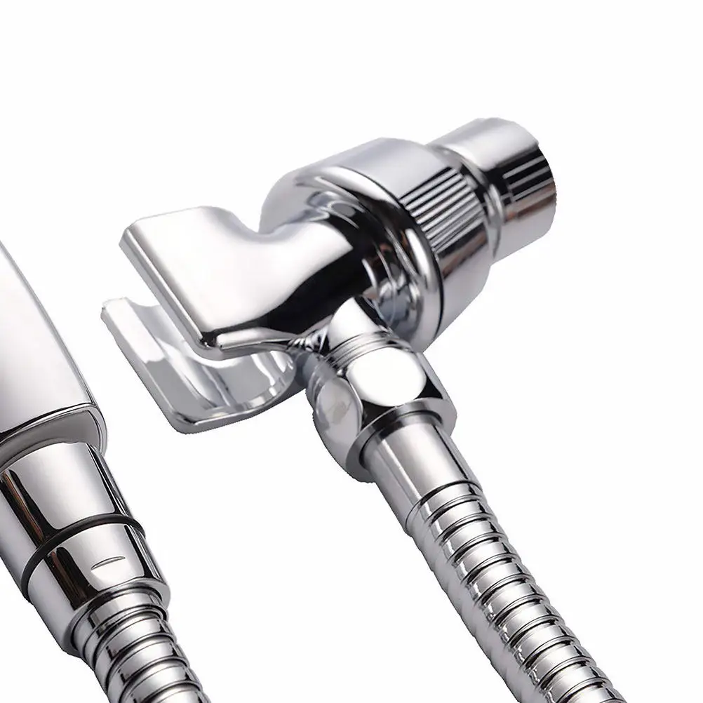 Shower Arm Mounted Shower Head Holder Adjustable Tee Adapter Silver Bathroom Head Divertor Tap Adapter Swivel Connector