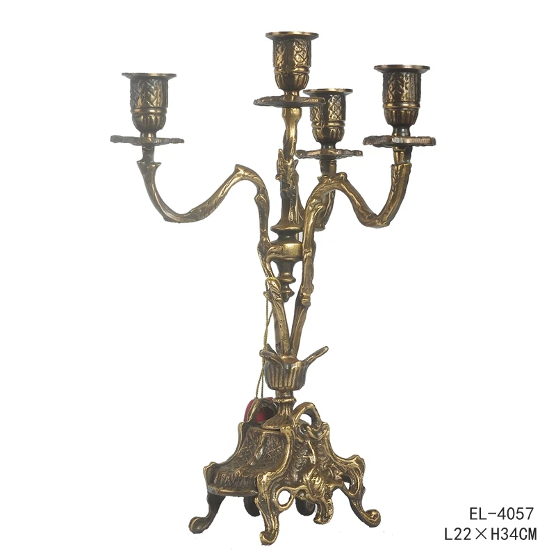 European-style Hand-made Copper 4-head Dendritic Candlestick Crafts Imported From Spain