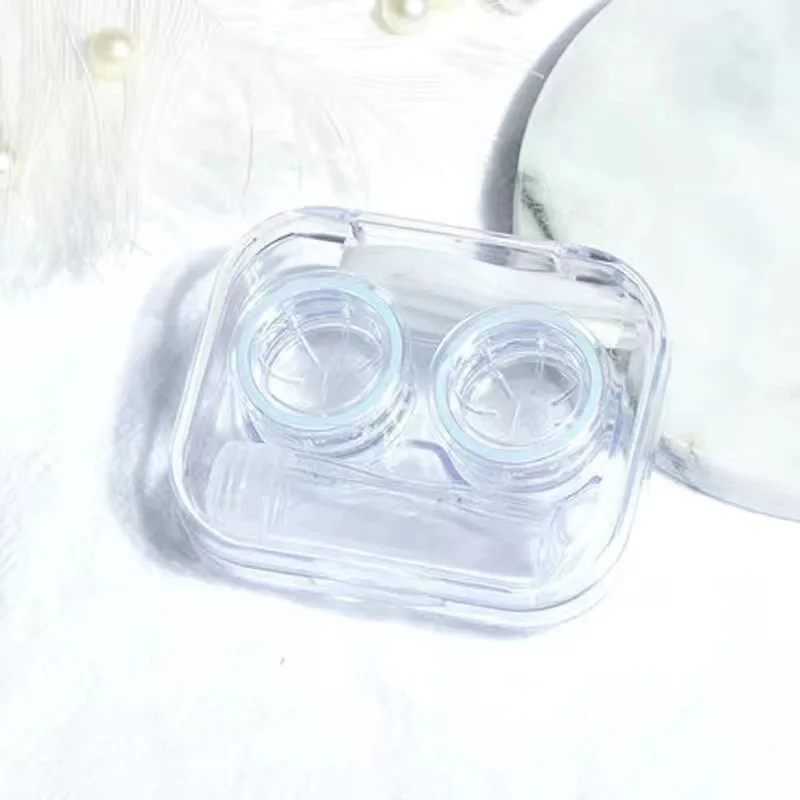 Étuis à lentilles de contact en plastique, ovale simple, transparent, portable, porte-lentilles de contact, boîte avec outils de retrait de pincettes