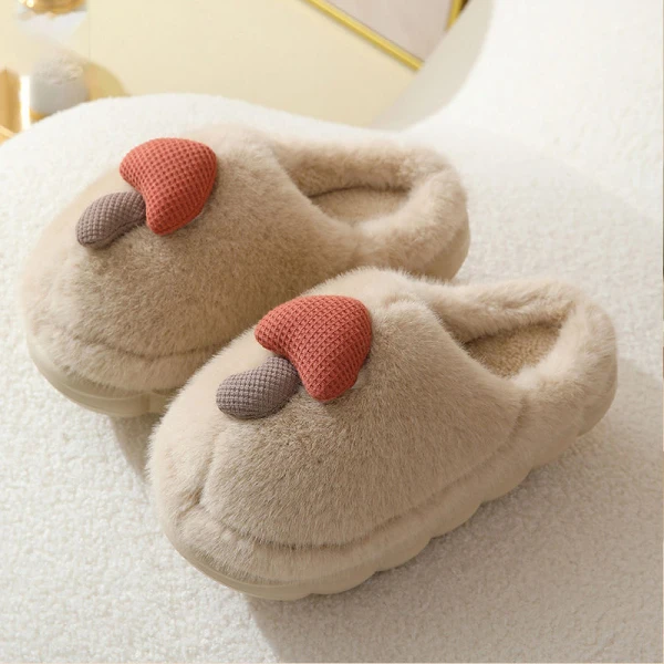 

Comfort Thick Bottom Fluffy Fur Indoor Slippers Women 2025 Winter Warm Plush Cute Cartoon Home Slippers Soft Couple Cotton Slide
