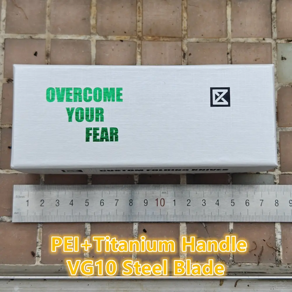 

Overcome Новый настоящий VG10 Blade Янтарный PEI + Титан (3,3 "Satin) Керамические подшипники Складной нож Тактический инструмент для кемпинга и охоты EDC