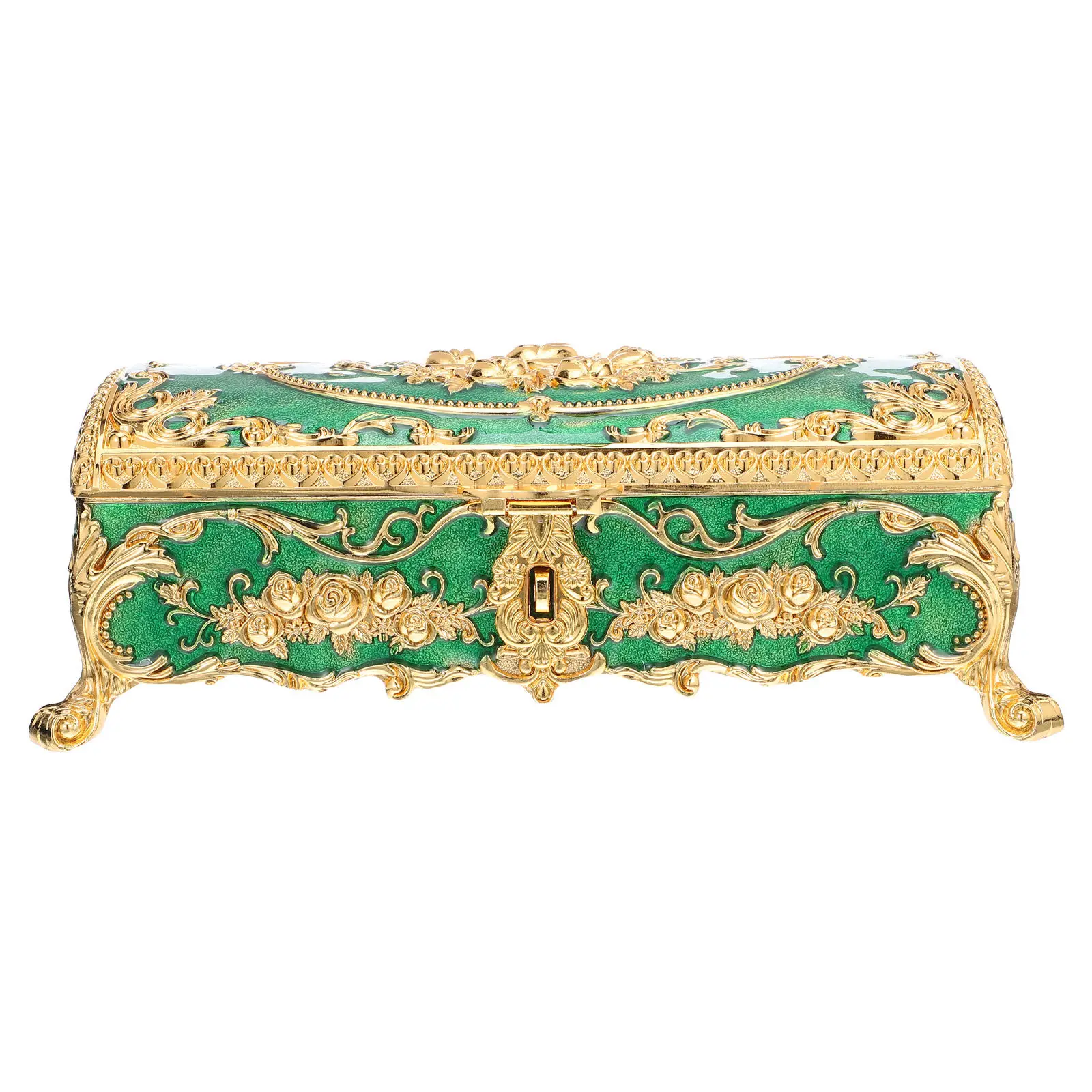 Luxury Vintage Jewelry Storage Box Alloy Metal Trinket Case for Small Accessories Rings Bracelets Brooches Desktop Dresser
