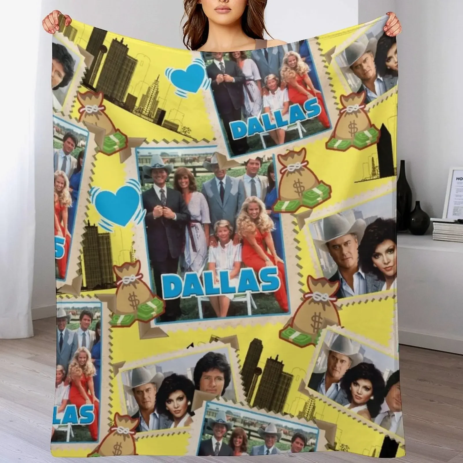 Soap opera Dallas, intrigue money and power, Ewing family Throw Blanket Compact Warm Blanket for Car Road Trip