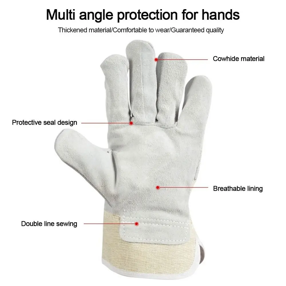 

New Cowhide Welding Gloves Thick Wear Resistant Safety Gloves Short Labor Gloves