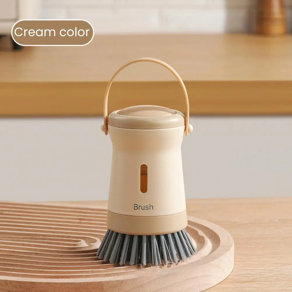 Press Dish Pot Scrubber Kitchen Brush with Transparent Window Pot Scrubber for Stoves Sinks Suspension Storage Dish Washing Tool