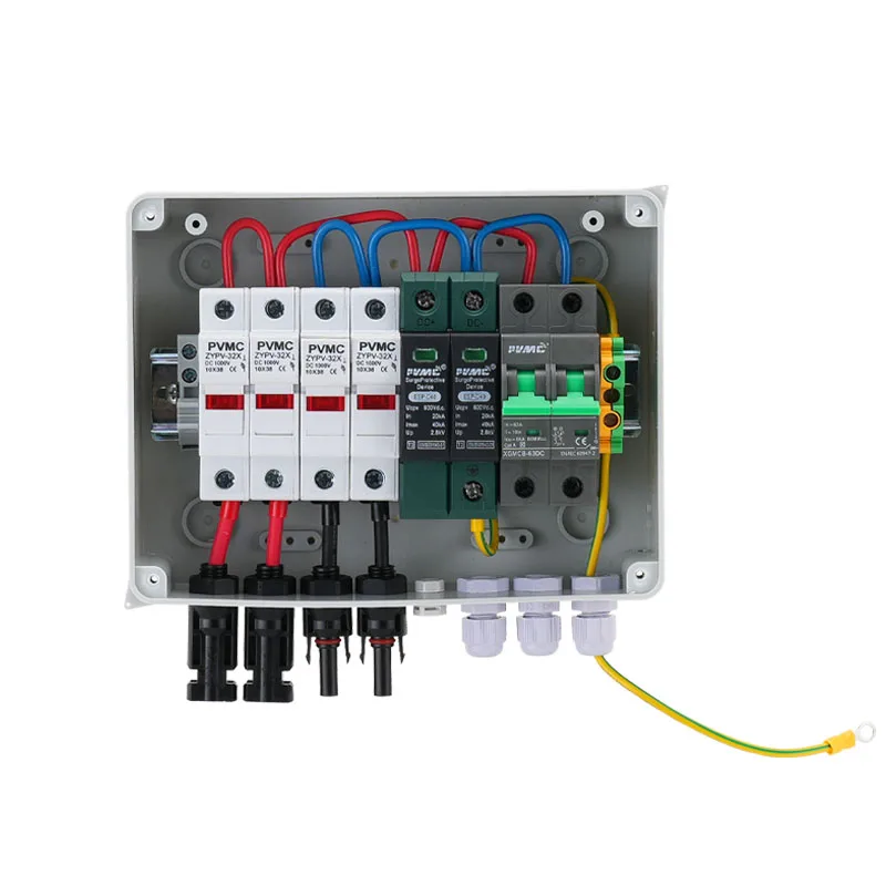 2 in 1 out DC 600V Solar Photovoltaic PV Combiner Box With Lightning Protection 32A Fuse MCB SPD Waterproof IP65 Distribution image 6