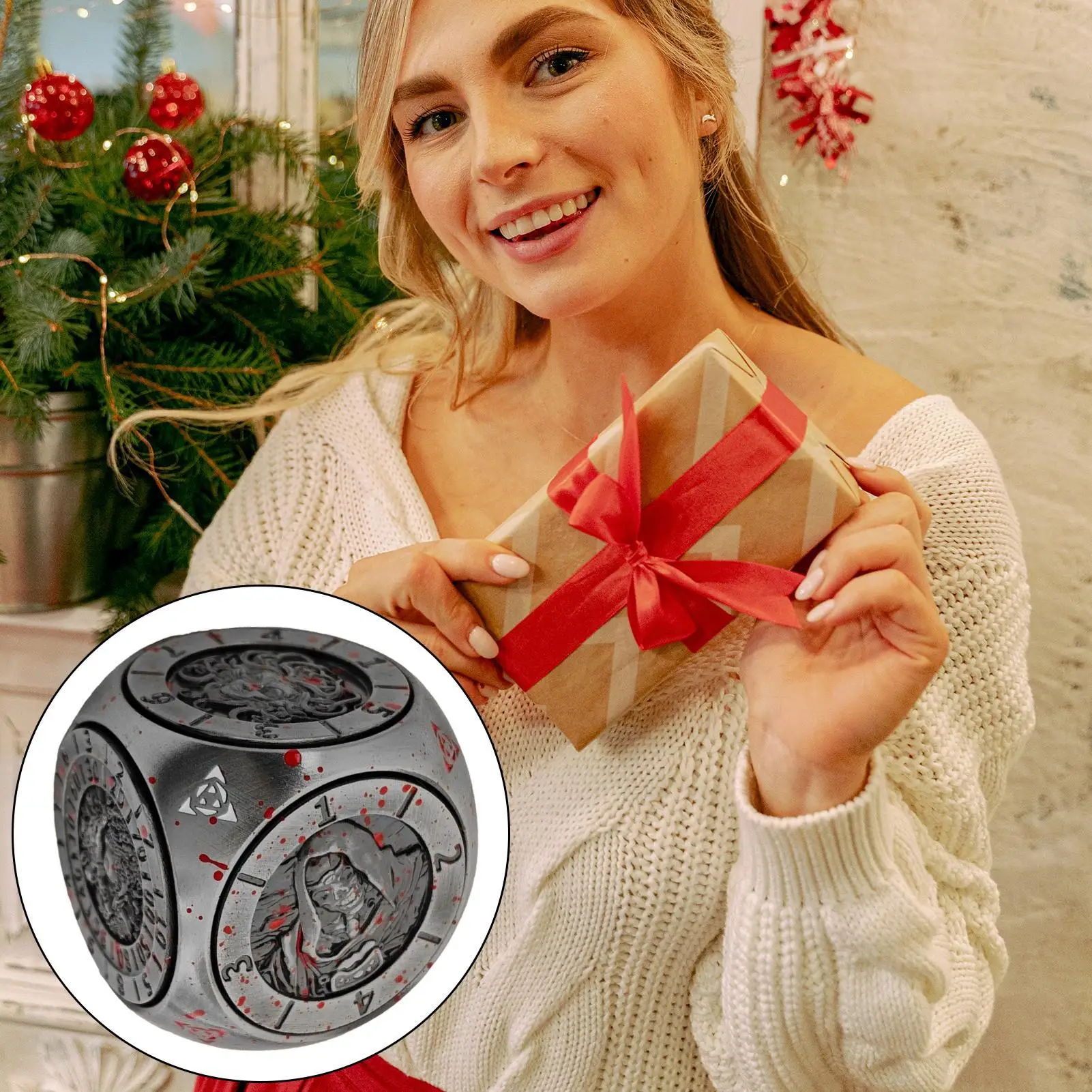 مجموعة نرد دوارة معدنية متعددة السطوح مع صندوق مغناطيسي ملحقات تجميع متعددة الوظائف لشريط المنافسة المنزلي