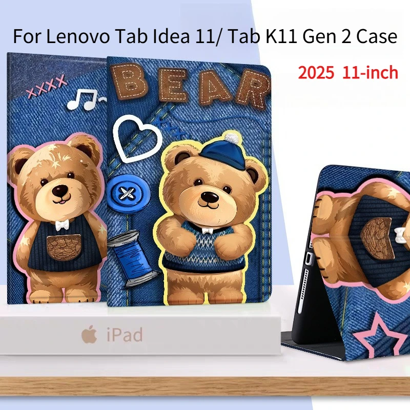 

Чехол для планшетов Lenovo Tab Idea 11/Xiaoxin Pad 11 2025/Tab K11 Gen 2 (TB-336ZU/FU, TB335FC) 11 дюймов, с мультяшным медвежонком, для детей