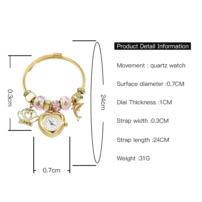 Женские часы-браслет Love со стильным декором, изысканные круглые кварцевые часы, повседневная элегантность