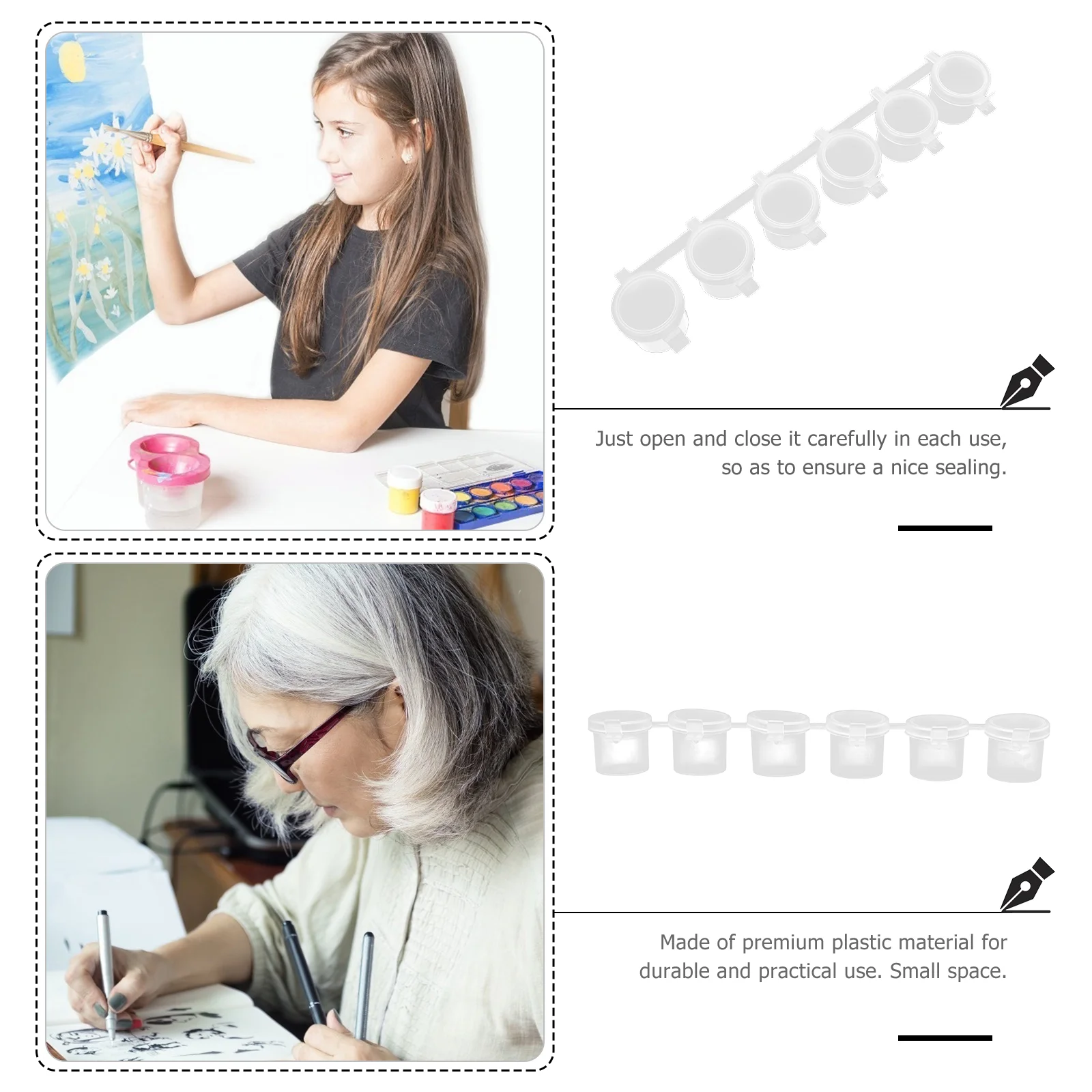 5 Sets Paint Box Small Container Strips Plastic Disposable Cup Pots Clear Pigment Storage Empty