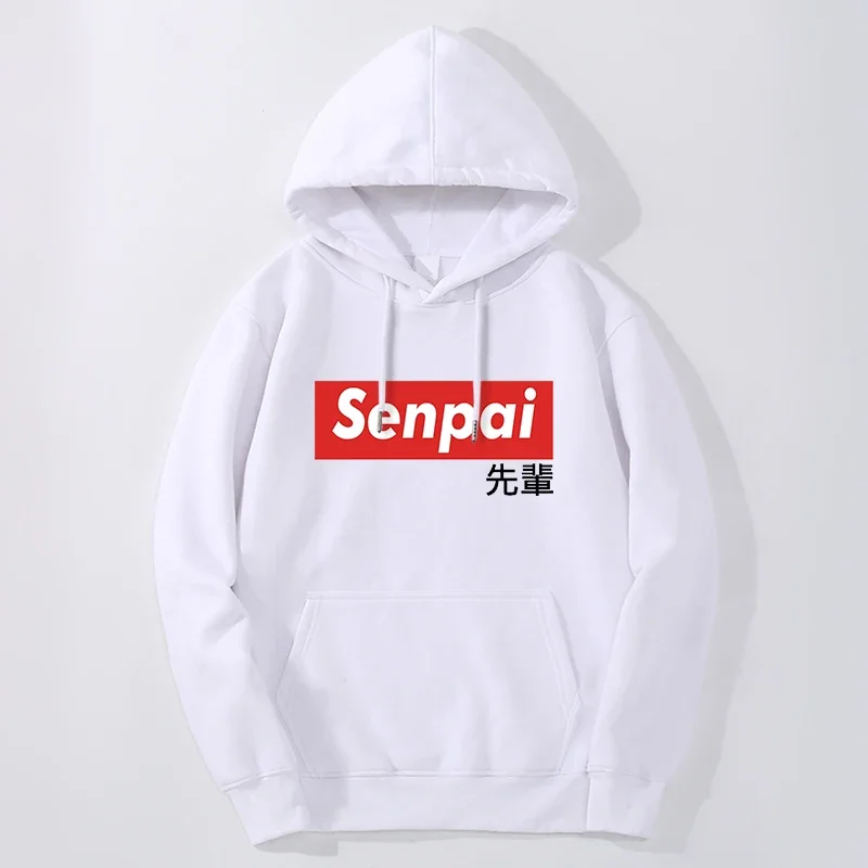 

Senpai letter print hoodies Japan style anime sweatshirt funny 2024 mens fleece long sleeve casual moletom sudaderas con capucha