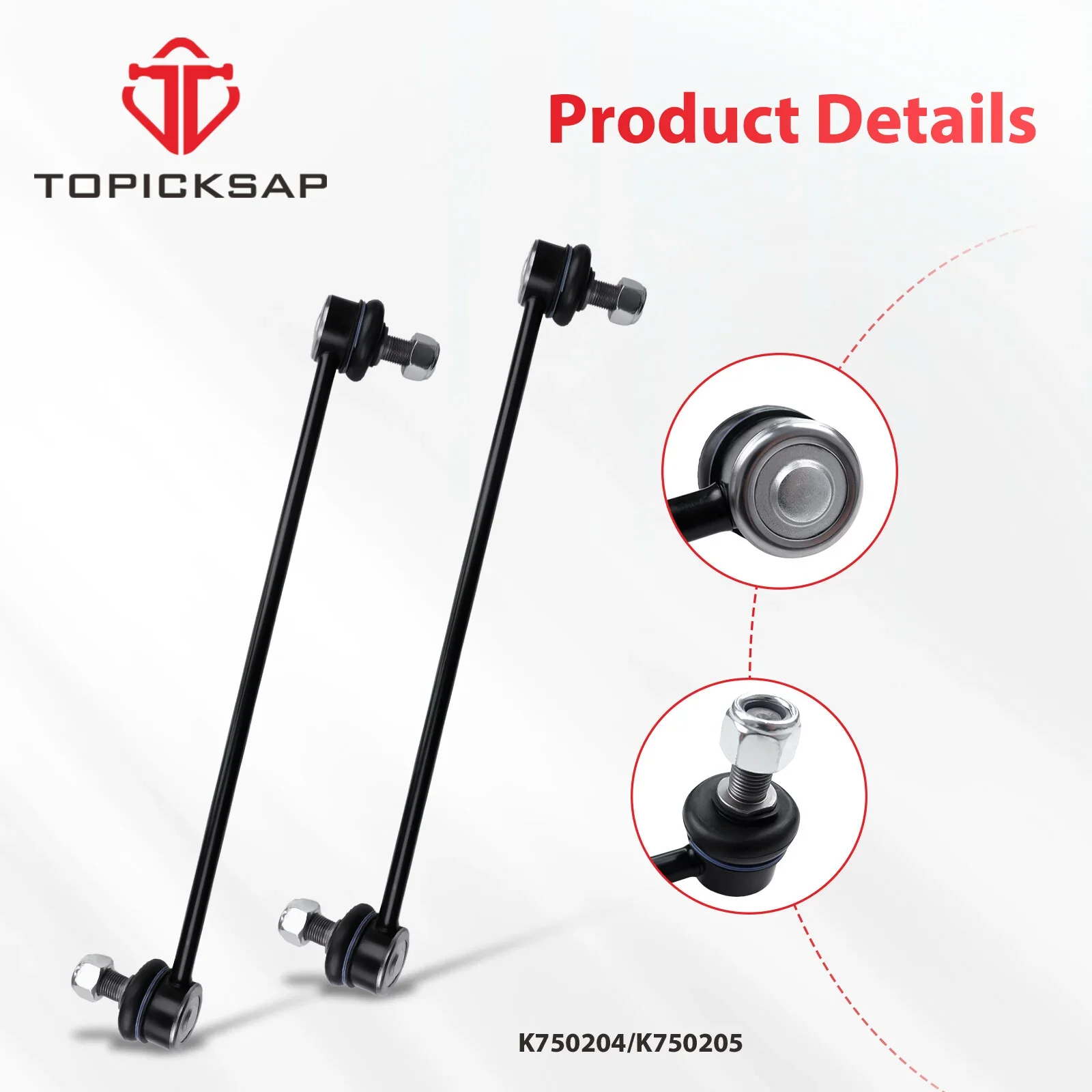 TOPICKSAP 2Pcs Front Sway Bar End Link for Hyundai Santa Fe/Kia Sorento/Veracruz 2007-2013 K750204 K750205