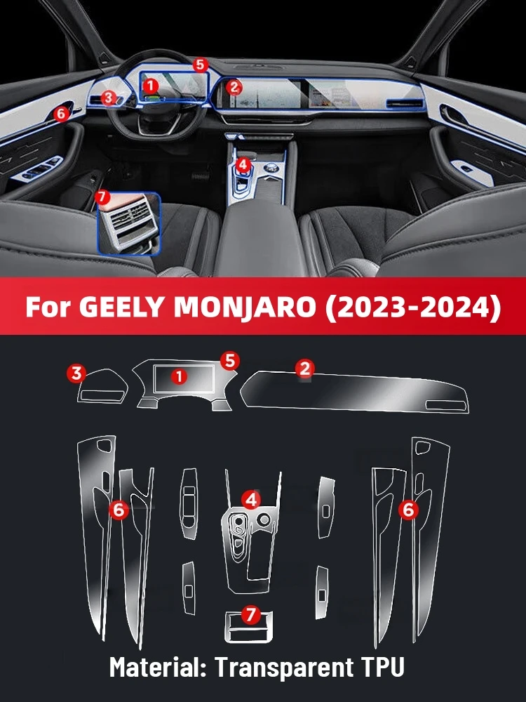 Auto Central Control Screen TPU Navigation Anti Scratch interior Protection Film GPS Navigation For GEELY MONJARO 2023 2024