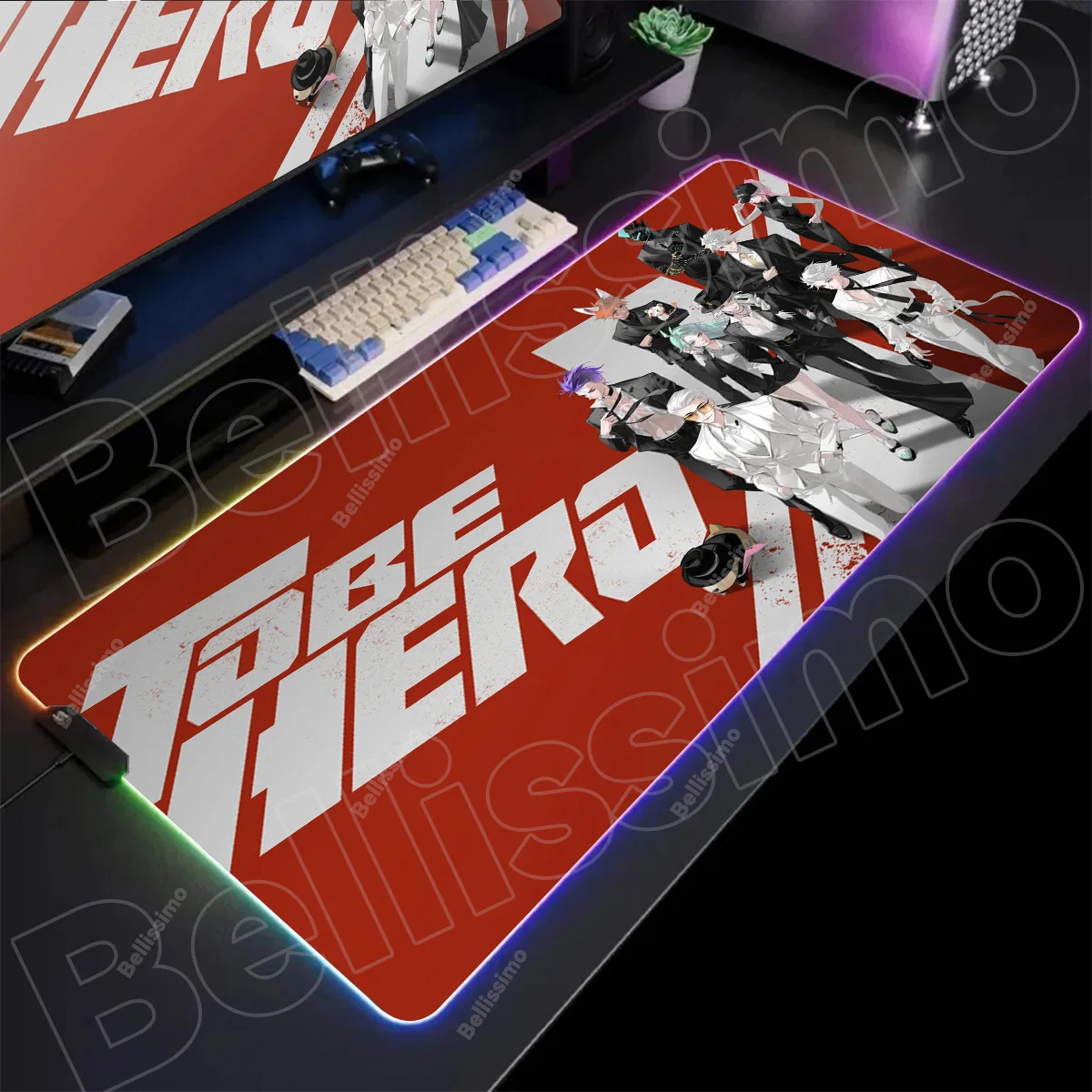 

MousePad To Be Hero X Anime Pad Office PC Home RGB Non-Slip Desk-Mat Large Game Rubber Base LED Lighting Accessories Mouse pad