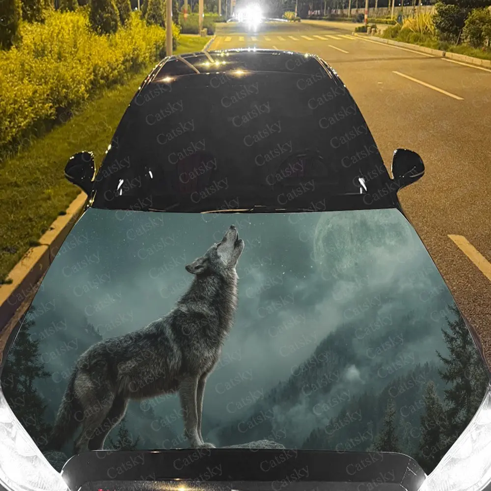 

Mysterious Misty Wolf Car Hood Stickers - Self-Adhesive, Waterproof and Durable Vinyl Wrap, Decorate And Protect Your Car - The