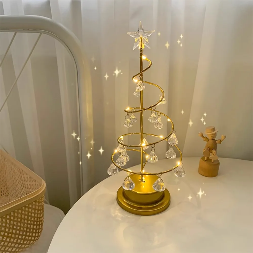 

Nordic LED Christmas Tree Lamp Novelty Nightlight Crystal Star Light Decoration Girl Bedroom Atmosphere Light Table Lamp