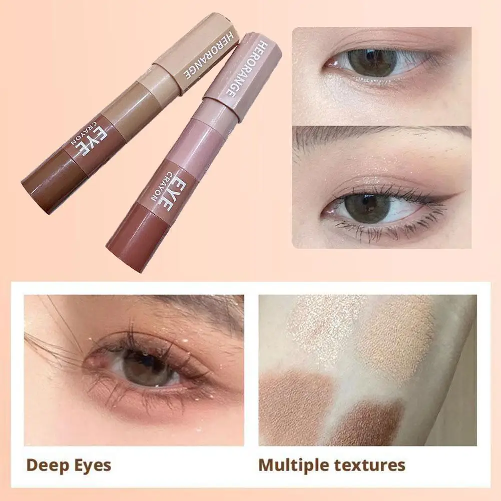 Vier-farbe Lidschatten Stift Liegen Seidenraupe Hochglanz Eye Shimmer Stick Lidschatten Erde-farbe Perle Faul schatten Bleistift V3S3