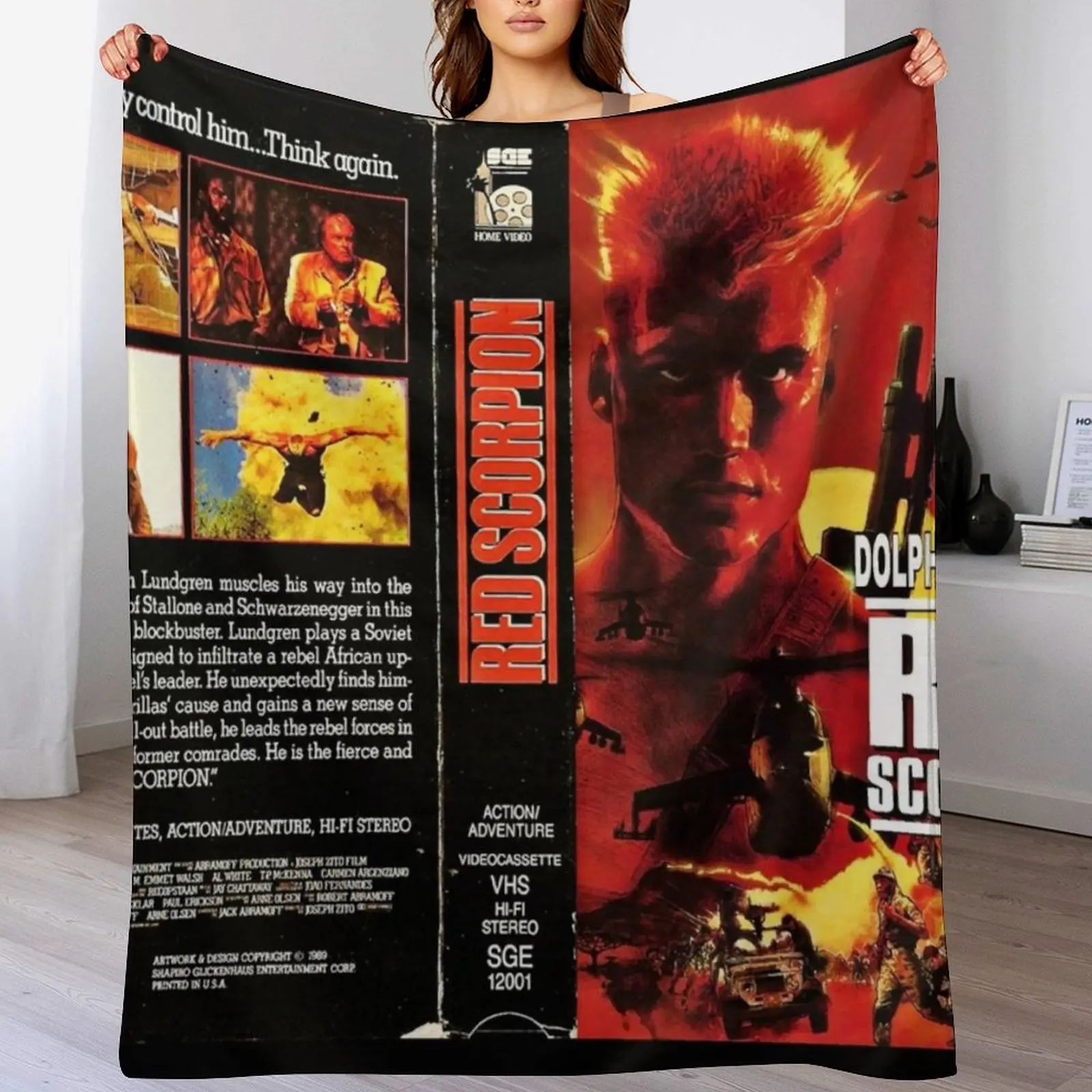 

Red Scorpion VHS Throw Blanket Bed linens Designers For Baby Flannel Fabric Blankets