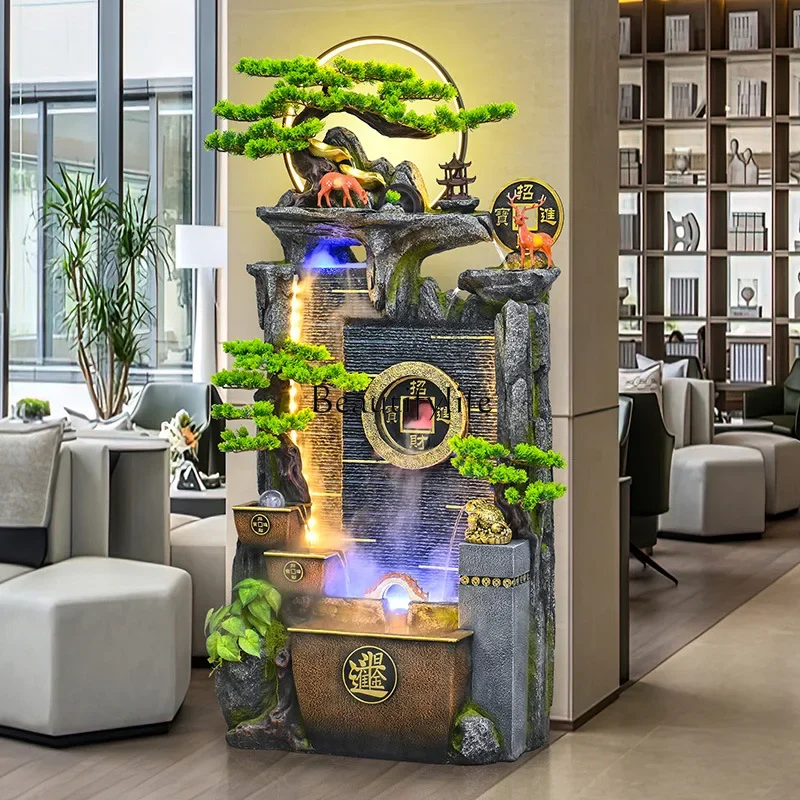 09New Chinese rockery, flowing water fountain, fish tank, living room, office, indoor water feature, humidifier, lucky ornamen