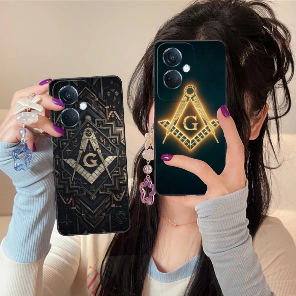 Fashion Freemason Mobile Cell Phone Case for OPPO Find X5 X3 X2 A93 Reno 8 7 Pro A74 A72 A53 Black Soft Phone Cover Shell