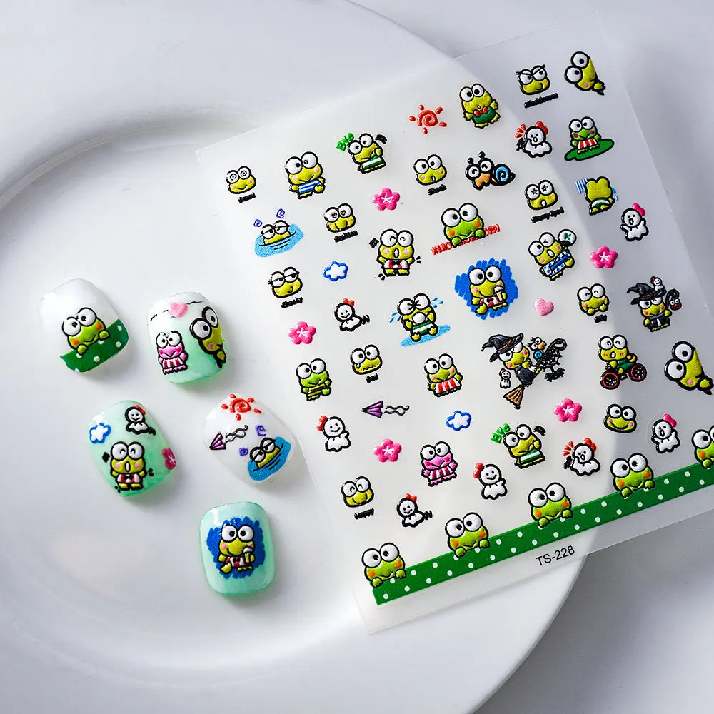 Sanrio Embossed 5D Nail Sticker Anime Nail Art Supplies Kero Kero Keroppi My Melody Hello Kitty Stickers Nail Decoration Decals