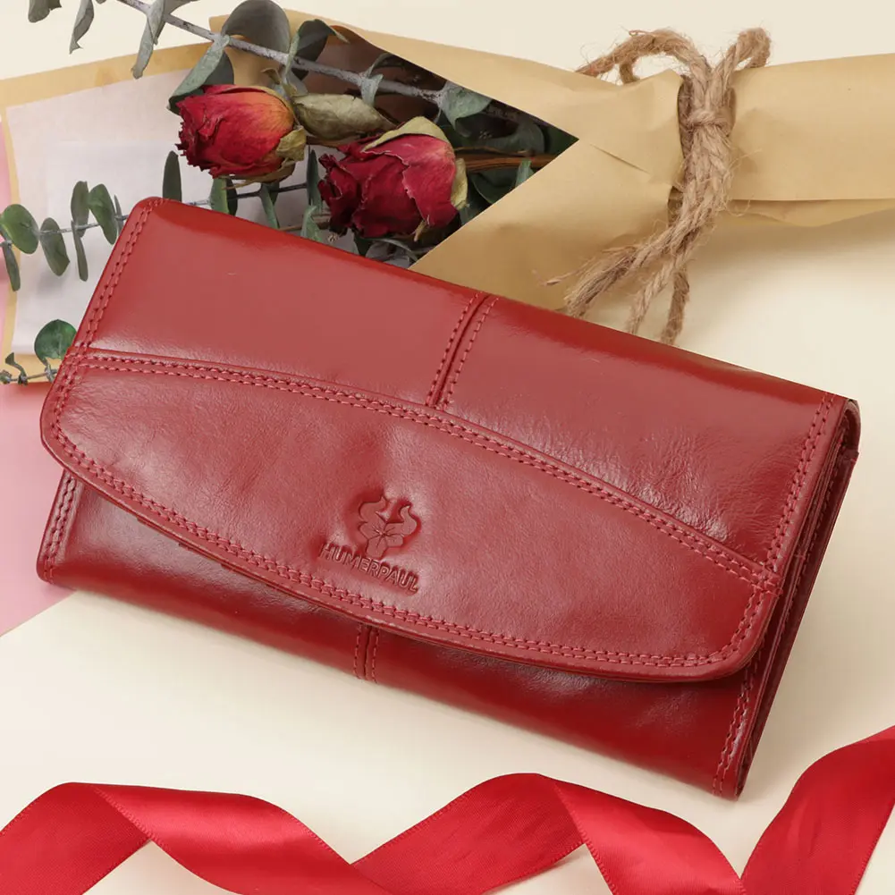 ファッション女性の長財布本革 RFID ハンドバッグカードとコイン用大容量携帯電話マネーバッグ