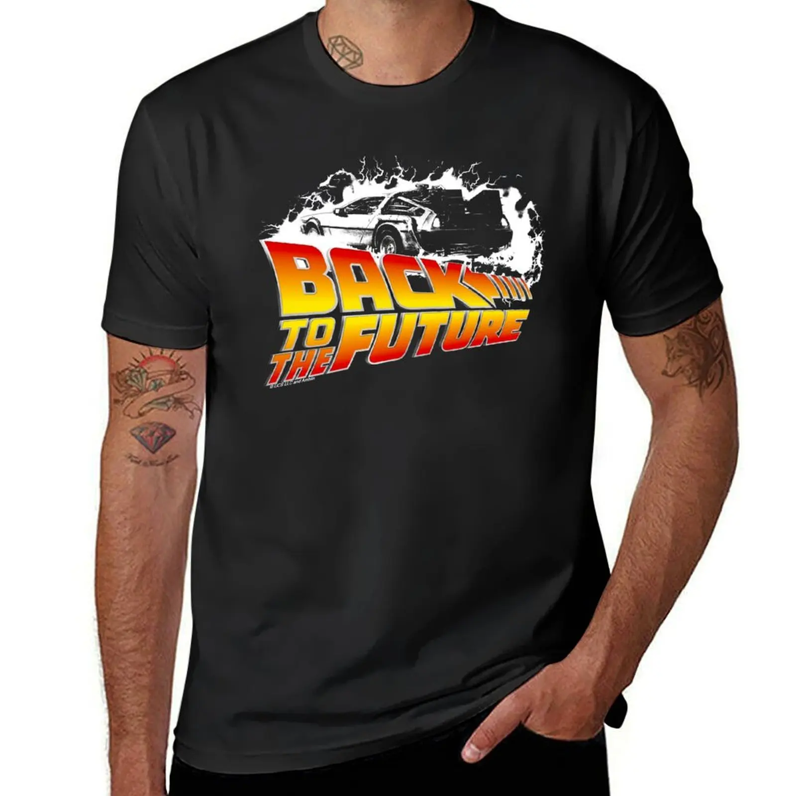 Back to the Future - DeLorean White Stencil Fan Art T-Shirt tees shirts graphic tees oversized customs Men's t shirts