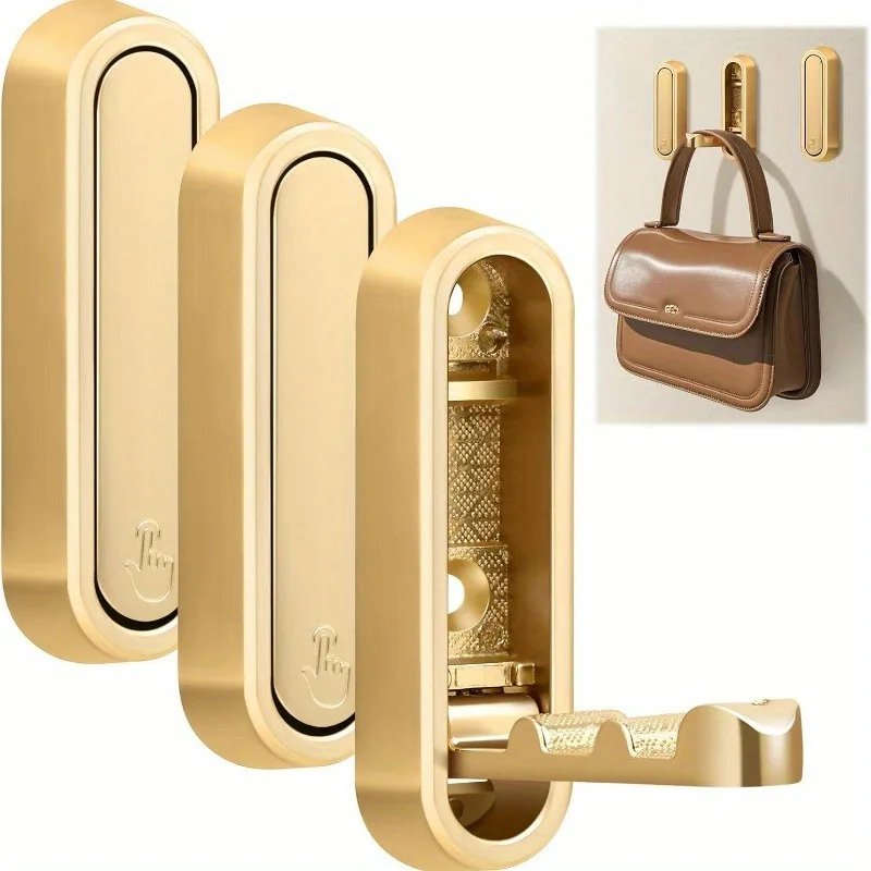 

4pc Heavy-Duty Zinc Alloy Wall Hook Foldable Rust-Proof Hidden Door Hooks for Hanging Coat Towel Clothe Hat Bag Key Utility Hook